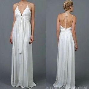 NWT Nicole Miller Ivory Satin Georgette Sz 2 open back Gown Wedding Dress CM0023
